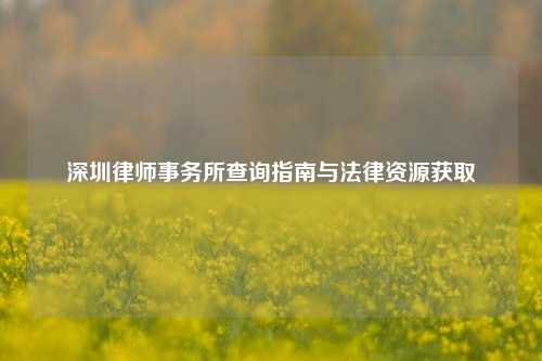 深圳律师事务所查询指南与法律资源获取