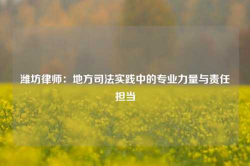 潍坊律师：地方司法实践中的专业力量与责任担当
