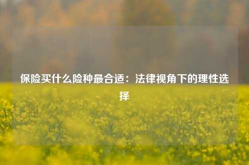 保险买什么险种最合适：法律视角下的理性选择